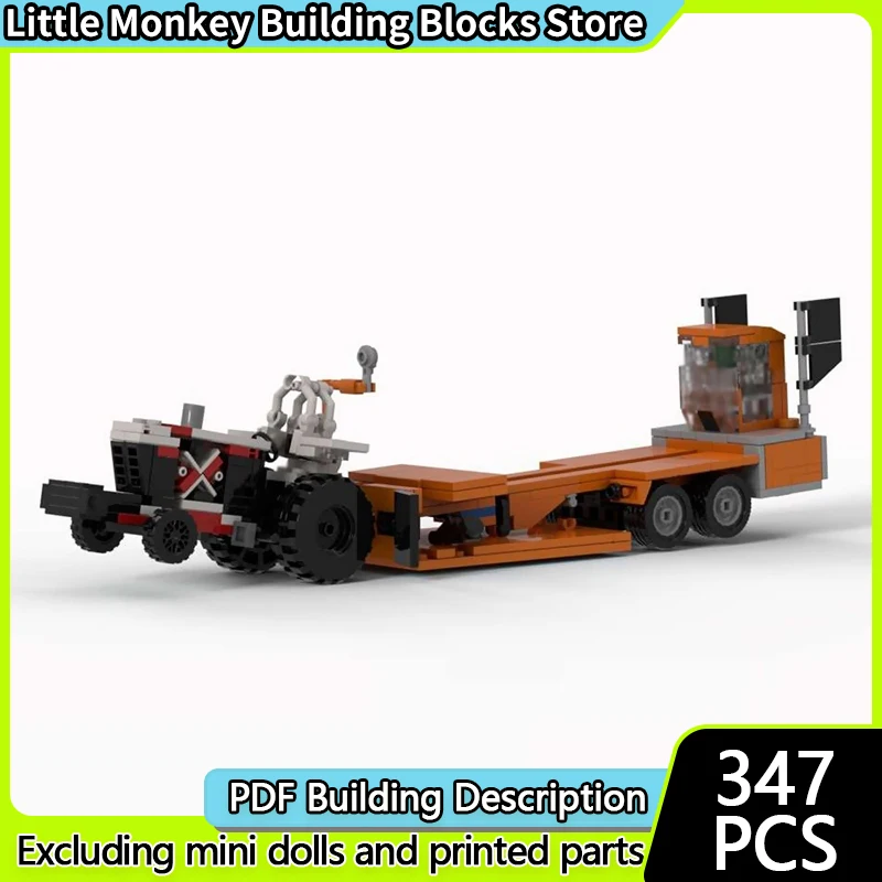 

City Car Model MOC Building Bricks Tractor Puller And The Sledge Modular Technology Children Holiday Gifts Assemble Toys Suit