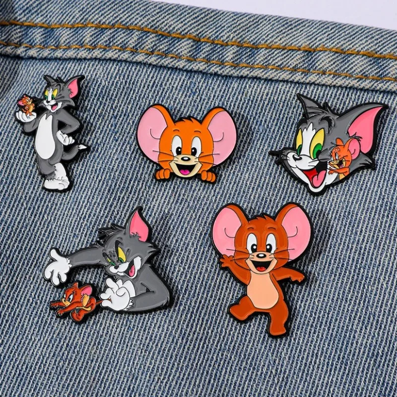

5pcs/set Cute Hot Cartoon Tom New and Jerry Creative Metal Badge Alloy Brooch Backpack Accessories Brooch Birthday Gifts