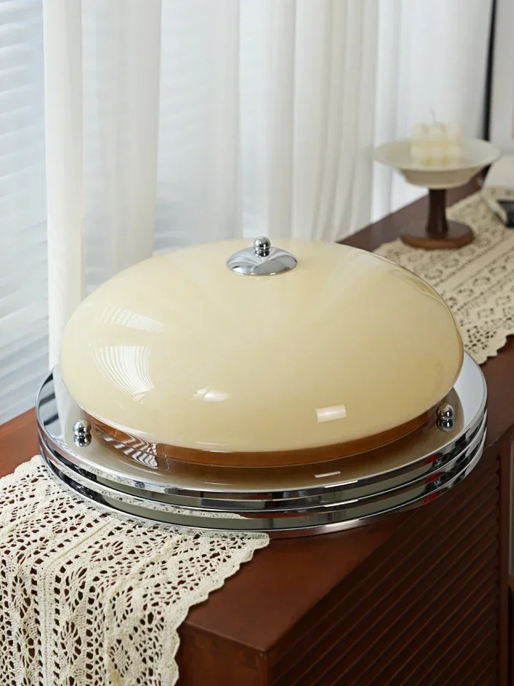 Modern French Style Bedroom Ceiling Light Bauhaus Retro Room Light Cream Wind Glass Balcony Light Fixture Lamp Entrance Lighting