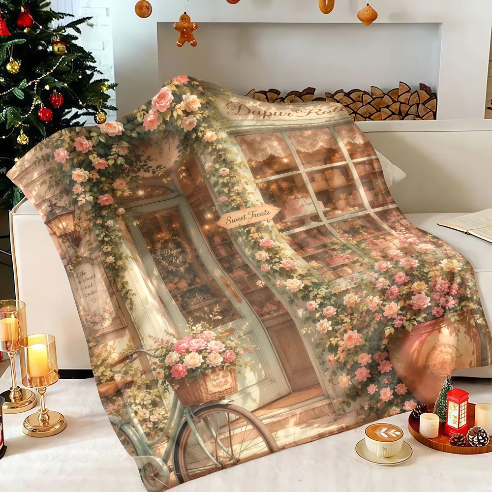 Plum Daisies Design Super Soft Warm Holiday Quick Drying Flannel Throw Perfect Addition to Any Bedding Set Collection