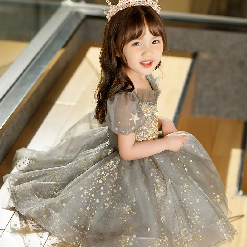 Girls Child Luxury Elegant Princess Dresses For Party Graduation Ceremony Gala 5 7 10 12 Years Children\'s Square Junino Dress Up