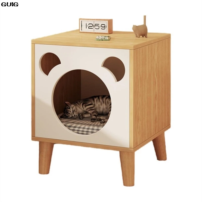 GUIG Solid Wood Cat Bed Table Simple Small Bedside Cabinet Multi-functional Cat Storage Cabinet Mesita De Noche