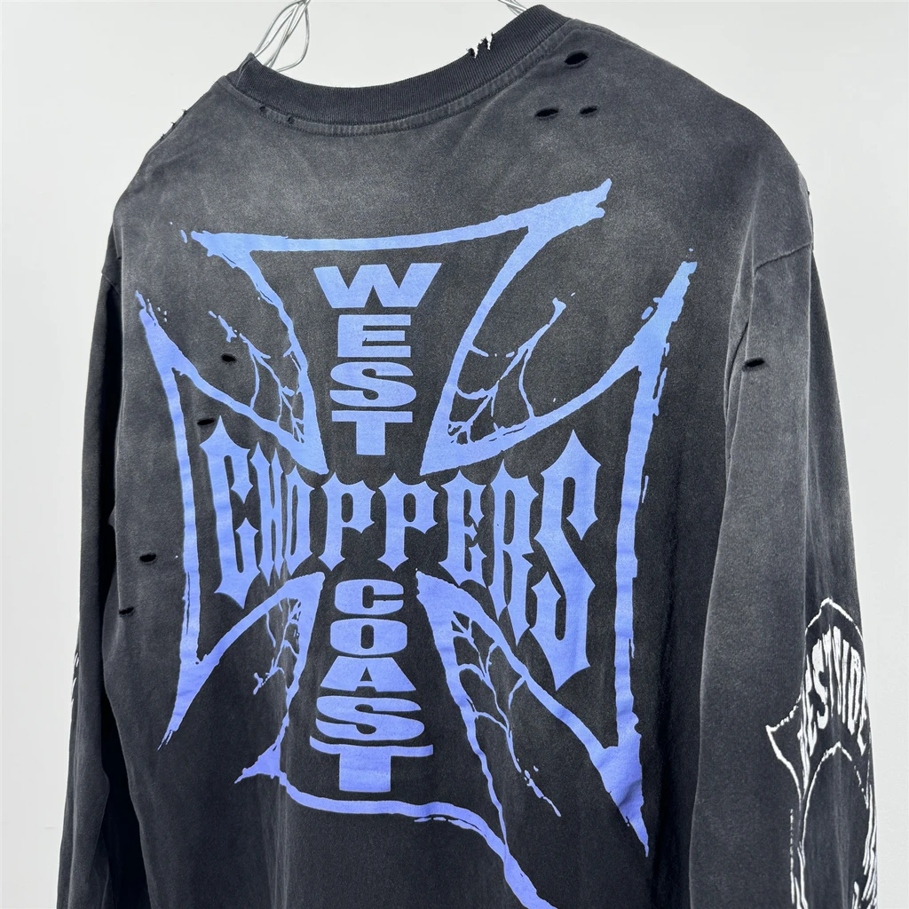 SAINT OF MICHAEL 1:1 American Style Streetwear Long Sleeves Tee Loose Oversized Casual Tops Vintage Clothing T Shirt Men