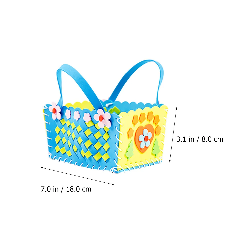 4 pçs criativo eva tecido cesta diy artesanal crianças jardim de infância não tecido cesta de flores conjunto de material de artesanato educacional