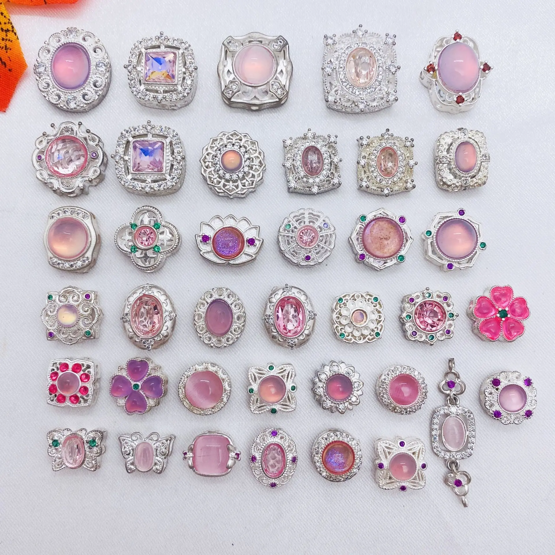 7pcs Copper Inlaid Imitation Purple Powder Crystal Bead Pearl Pearl Necklace Bracelet Accessories DIY Jewelry Making Materials