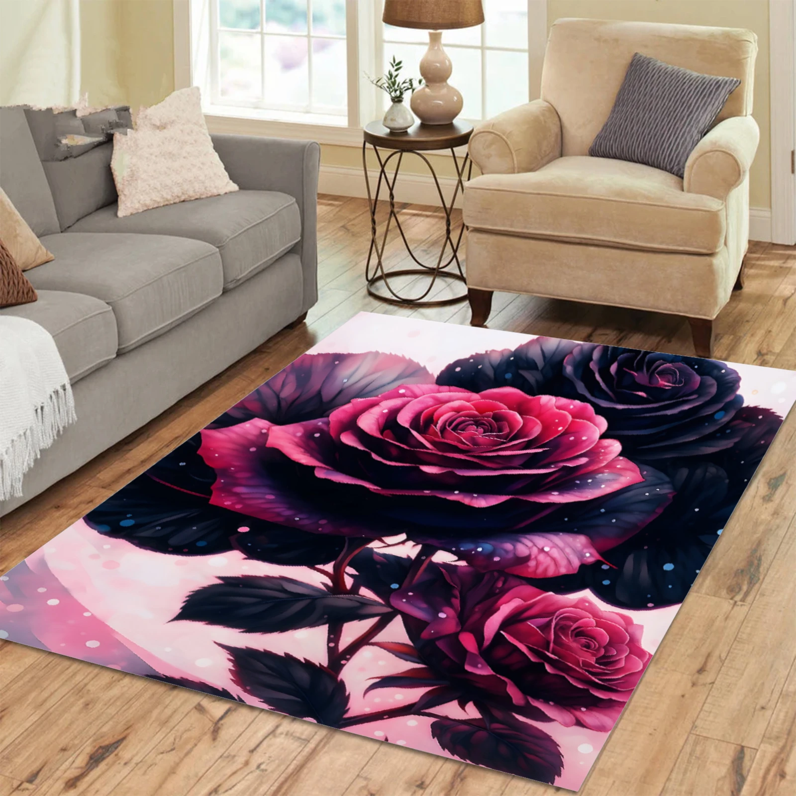 

Ковер с красным цветком, дверной коврик, коврик для ванной комнаты, фото на заказ - украшение для гостиной, спальни, дивана, нескользящий напольный коврик