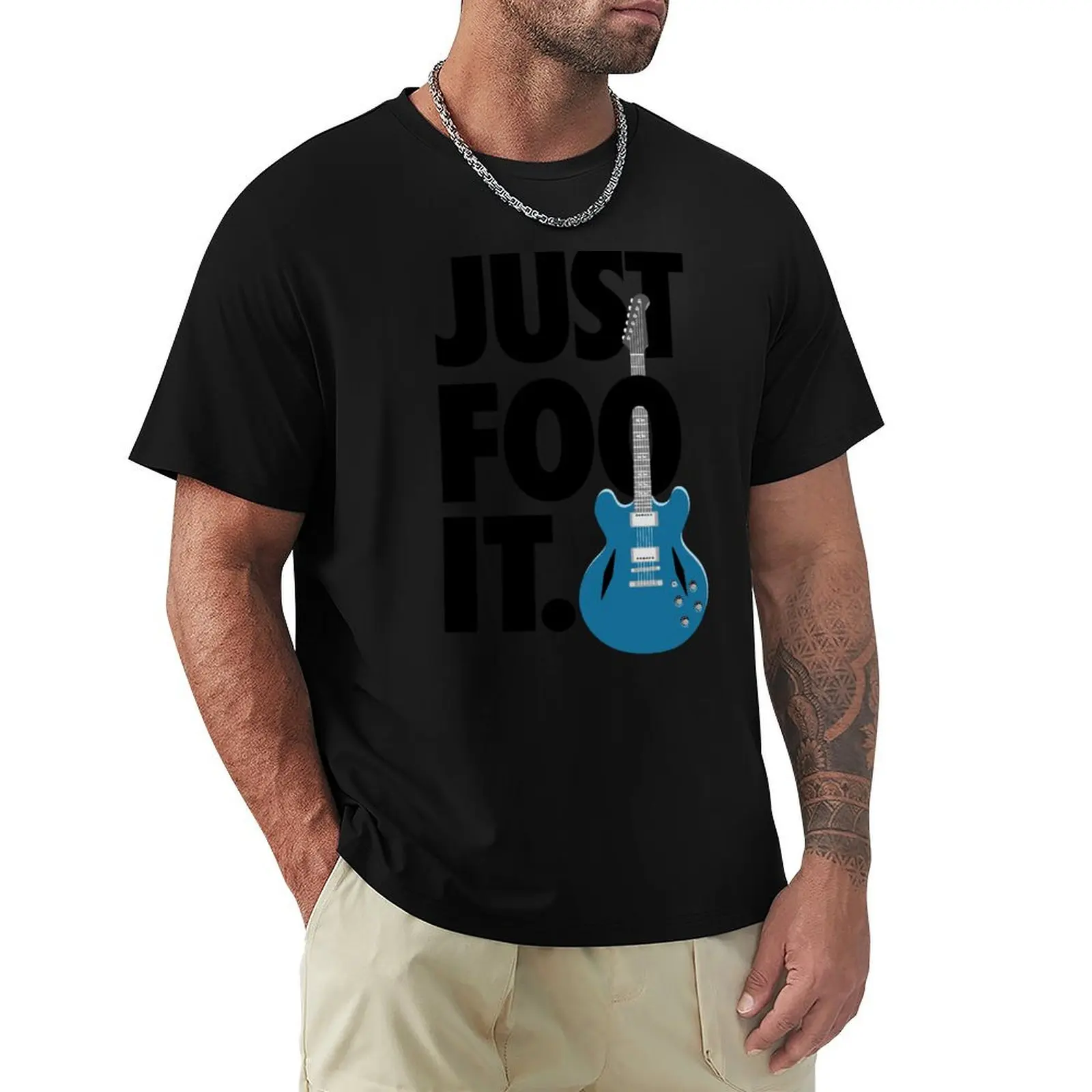 

Just Foo It: Blue Electric Guitar Drawing For Fans Of The Foos T-Shirt Trendy Pattern T-Shirt for Men