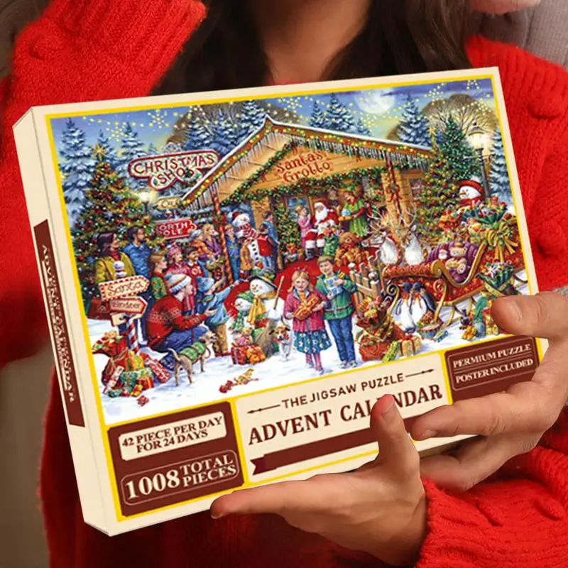 Christmas Advent Puzzle Calendar 2024 Creative Christmas Advent Calendar Adults 1008 Pieces Jigsaw 24 Days Christmas Countdown