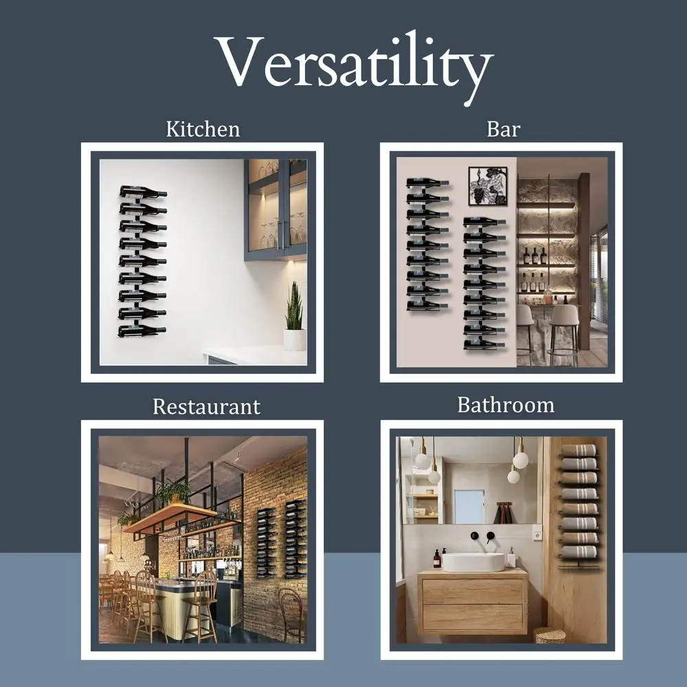 Modern Industrial Wall-Mounted Wine Rack for 9 Bottles - Sleek Storage for Home Bar, Kitchen, and Dining