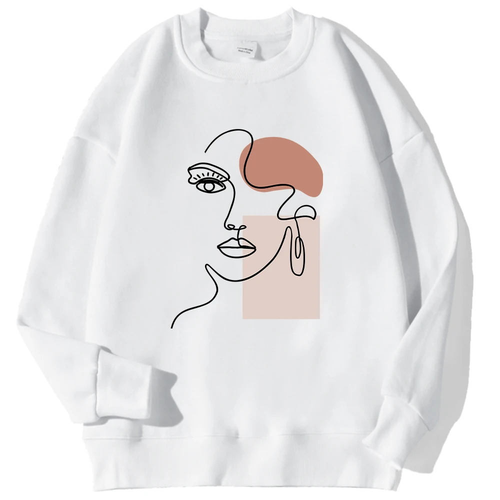 Street Woman Hoodie Simple Strokes Of Beautiful Women Printing Sweatshirt Crewneck Soft Fleece Pullover Autumn Winter Clothing