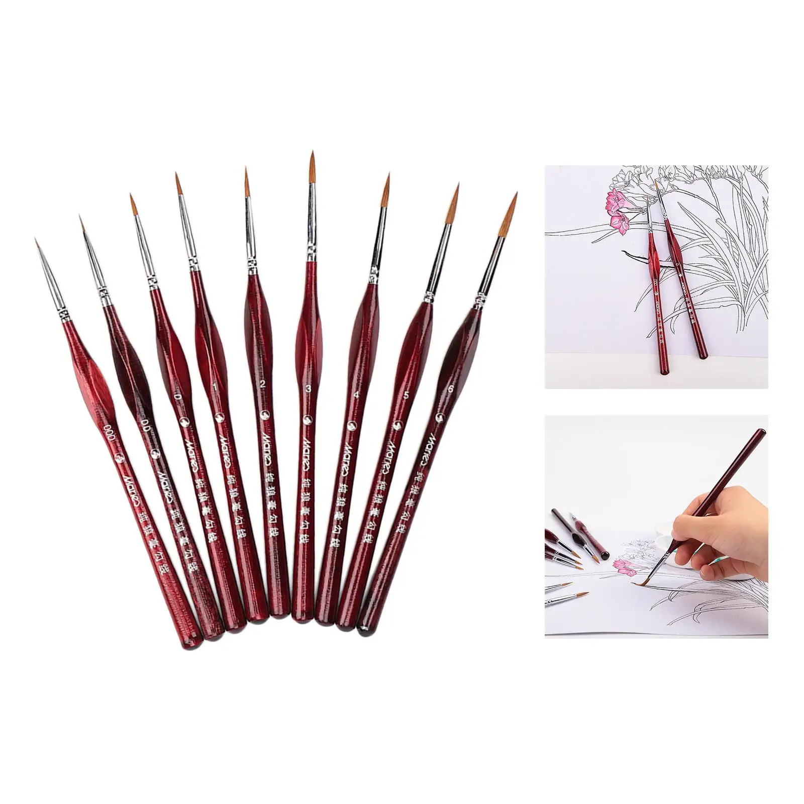 

9Pcs/set Detail Paint Brush Set,Professional Script Liner Painting Kit Miniature Art Brushes for Oil Acrylic Drawing