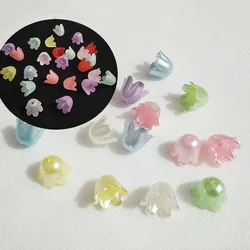 50Pcs Frosted Lily Of The Valley Flower Loose Beads Acrylic Abs Imitation Pearl Beads For Jewelry Making DIY Earrings 11x8mm