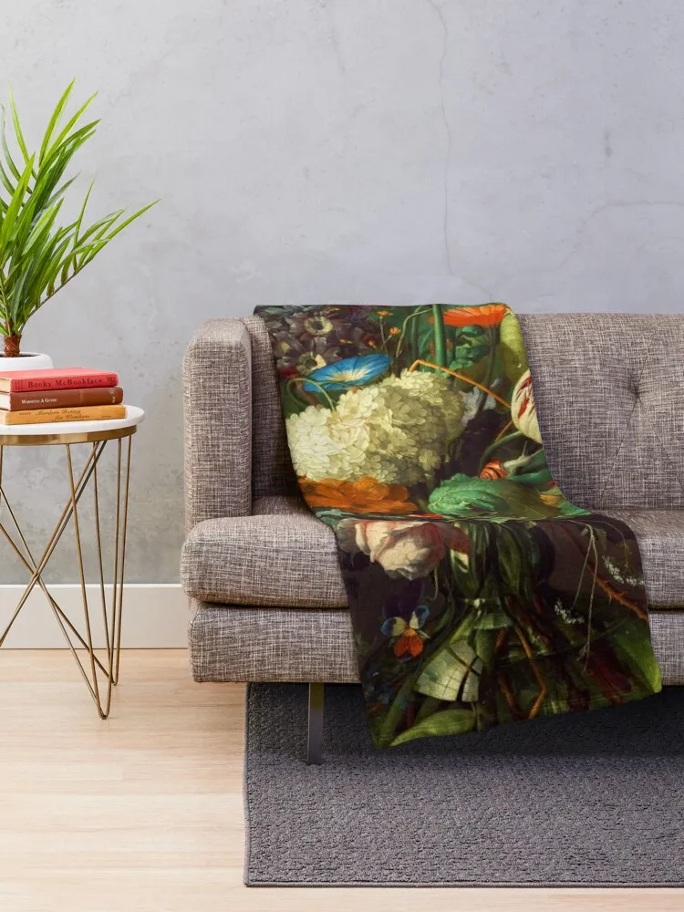 Jan Davidsz. de Heem Vase of Flowers Throw Blanket Plush Luxury Brand Plaid on the sofa for winter Blankets