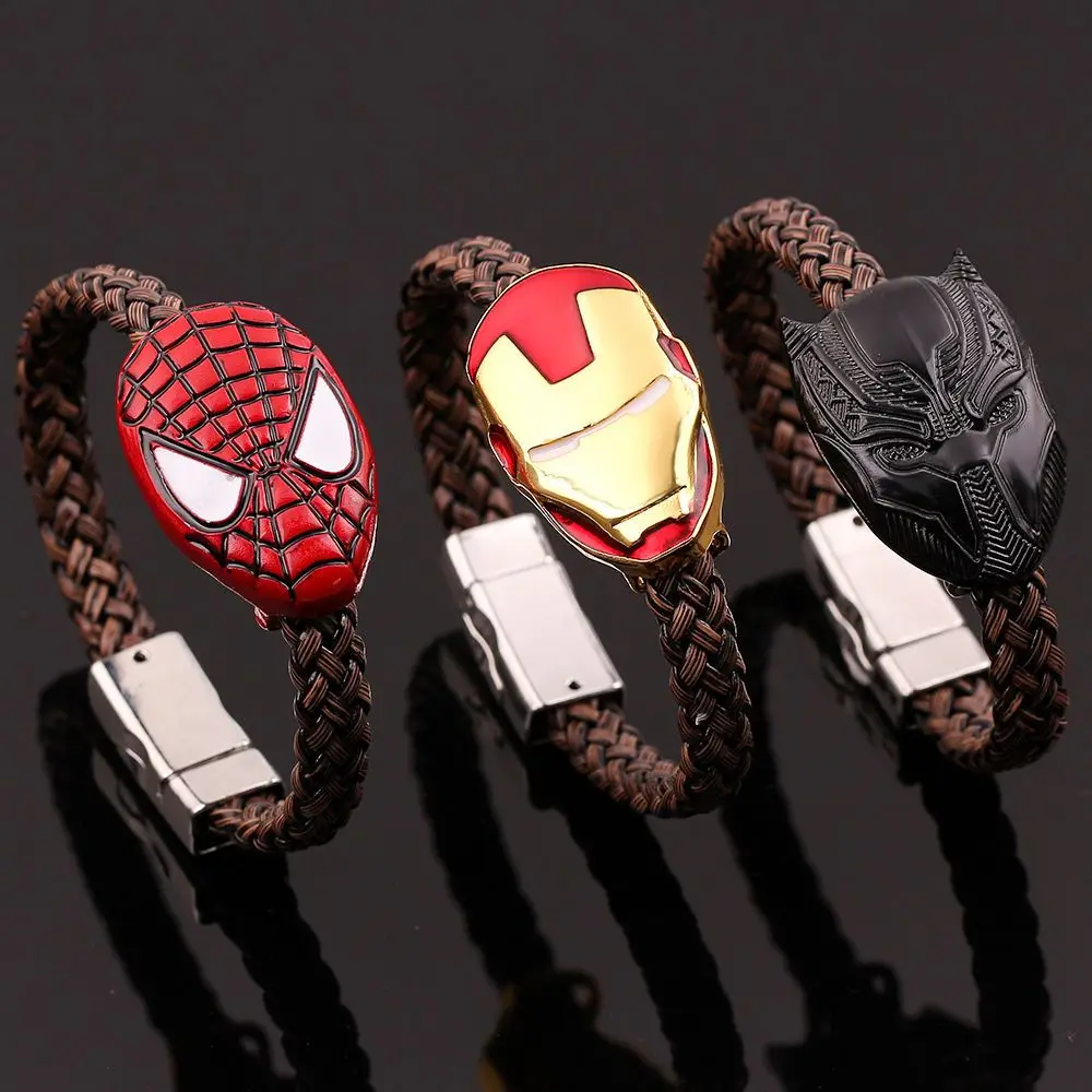 Marvel bracelet Avengers cartoon Spiderman Iron Man Black Panther hand-woven sports bracelet accessories creative holiday gift