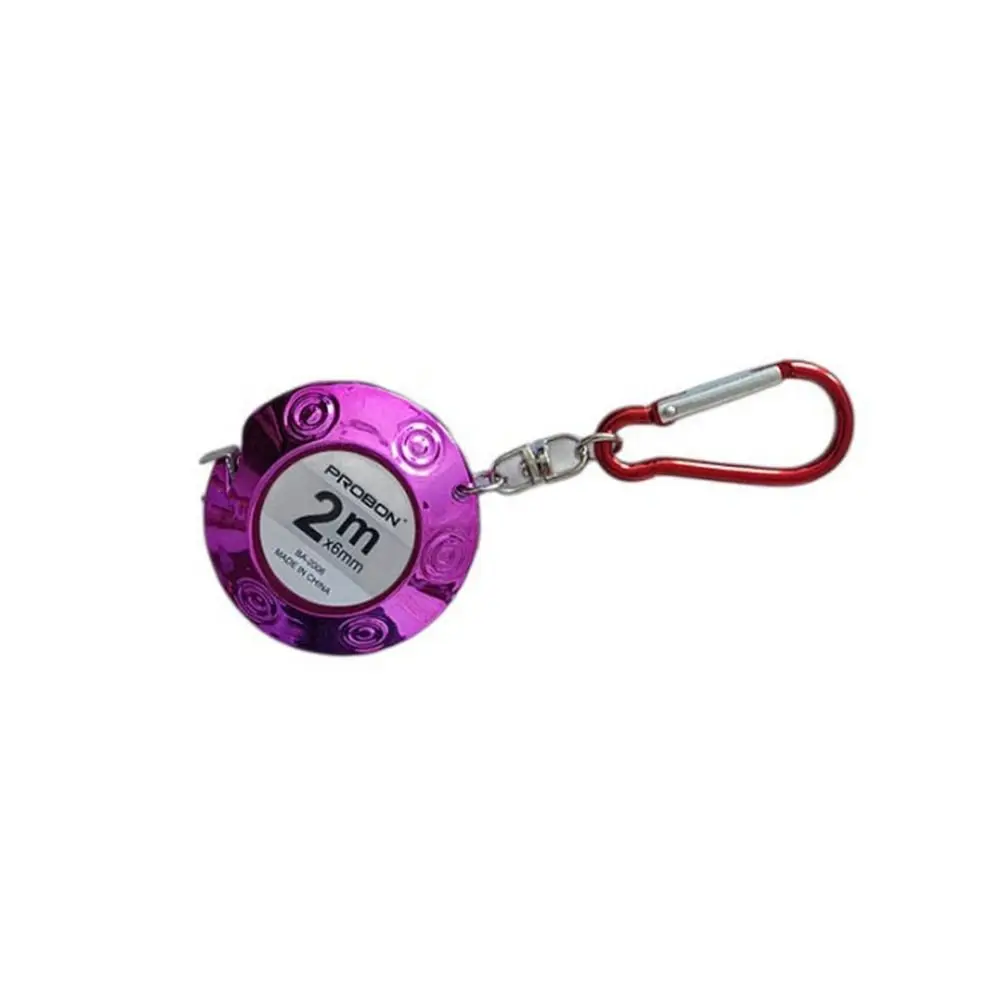 Hot 1pc 2m/6.56ft Easy Retractable Ruler Tape Measure Mini Portable Pull Ruler Keychain 4 Colors