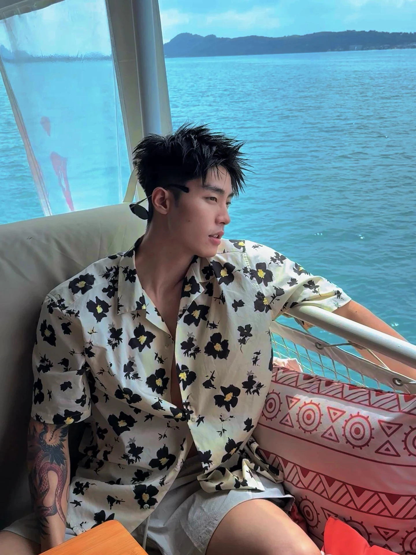 Loose Fit Cuban Collar INS Shirt Men's Summer New Style Short Sleeve Trendy Floral Jacket Casual Cotton Youth Fashion