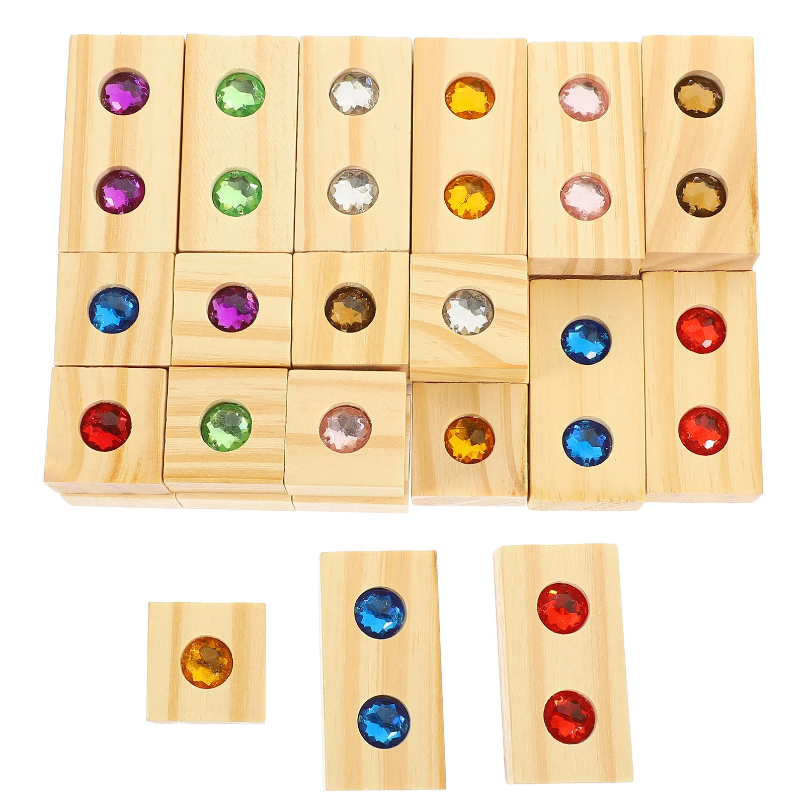 

Wooden Rainbow Blocks Kids Stacking Children's Toys Educational Building Game Desktop