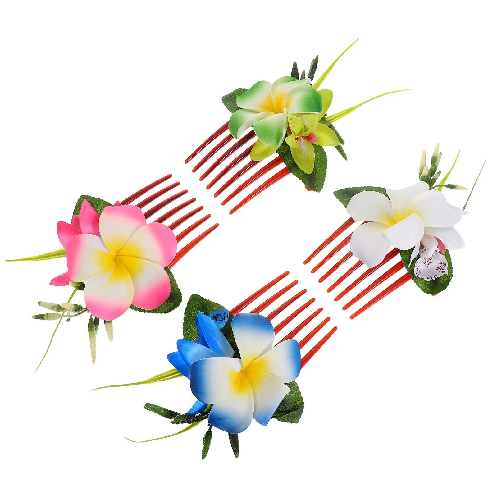 

Набор из 4 заколок для волос с цветами плюмерии: реалистичные гавайские цветочные заколки для пляжного отдыха, свадьбы, луау, летних мероприятий