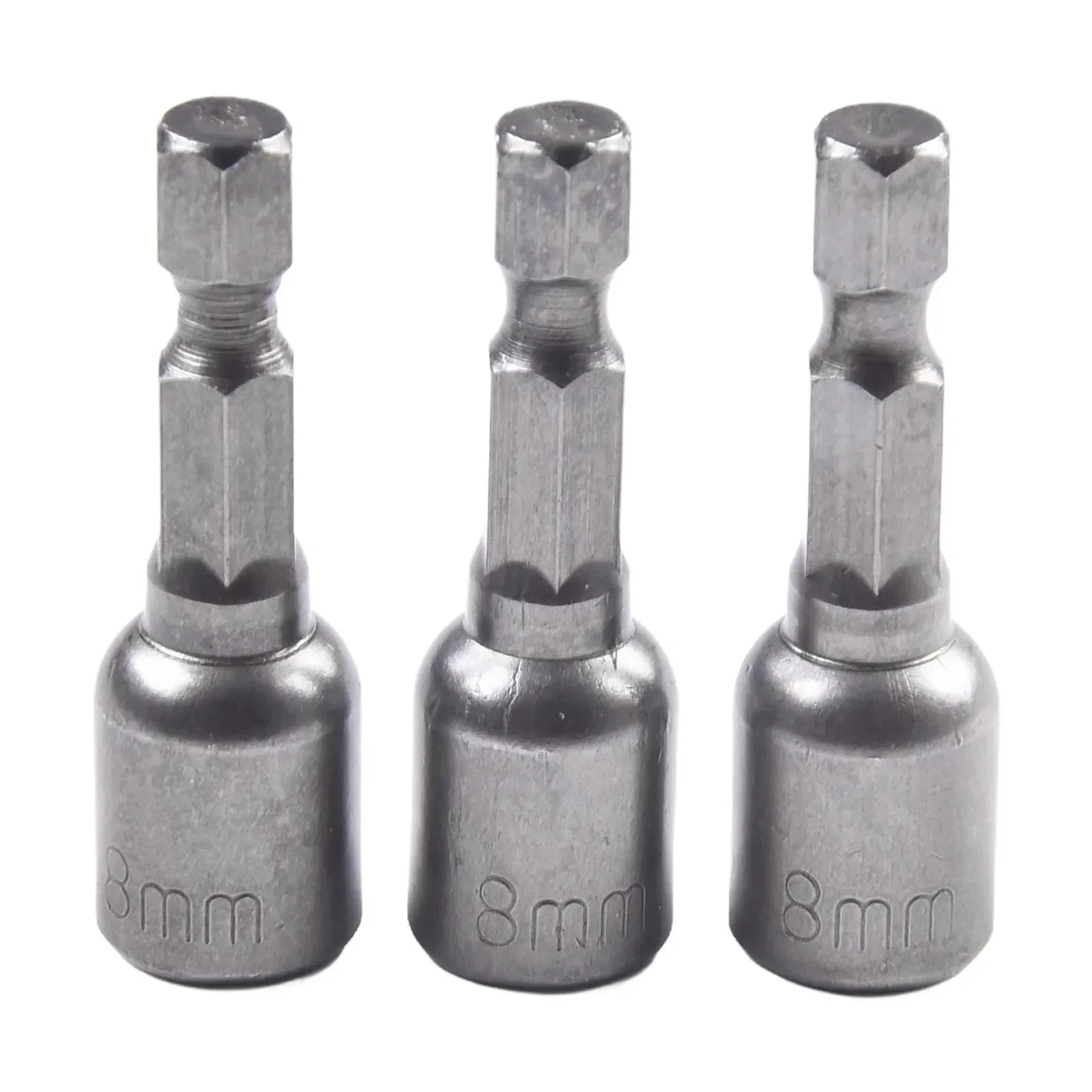 Power Tools Socket Adapter 1/4 8mm Magnetic Nut Driver Quick Release Chrome Vanadium Steel Drill Bit Grey Hex Shank