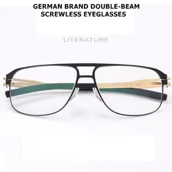 German Brand Glasses Frame Women Stainless Steel Prescription Eyeglasses Men Berlin Double-Beam Pilot Optical Eyewear Screwless