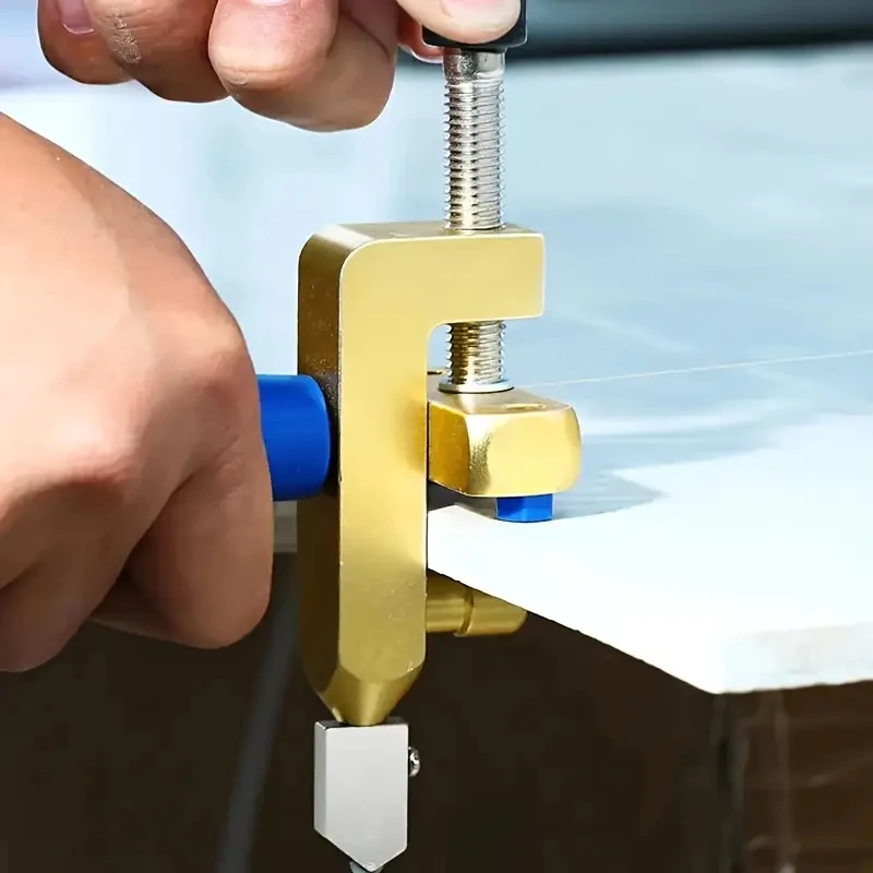 2-in-1 Glass knife diamond scratch thick glass tile cutter household opener multi-function hand grip roller cutter head.