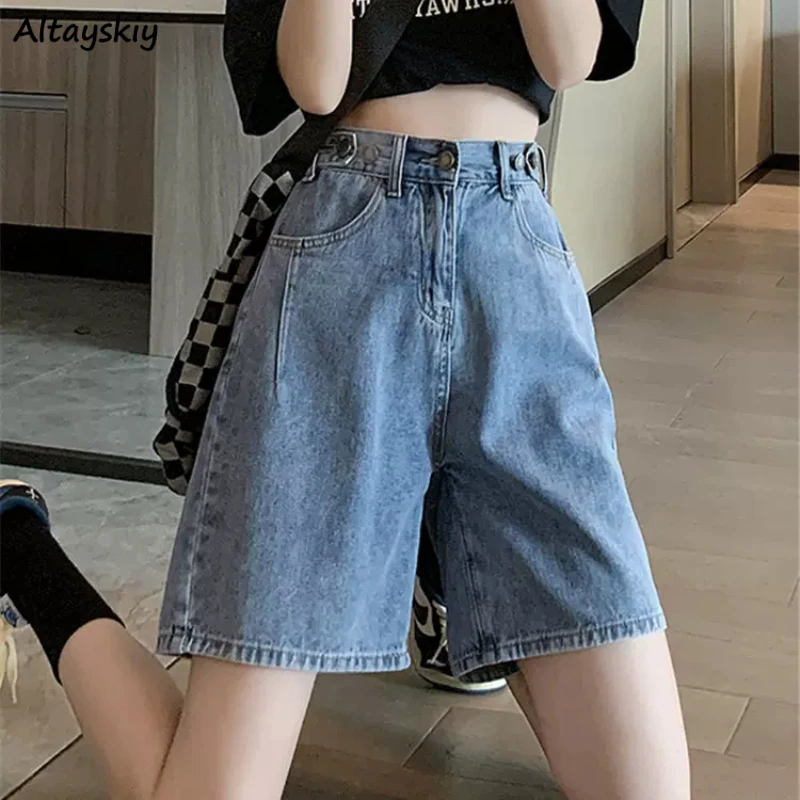 

Blue Casual Shorts Women Summer High-waist Baggy Trousers New 2024 All-match Vintage Seductive Ulzzang Korean Streetwear Stylish