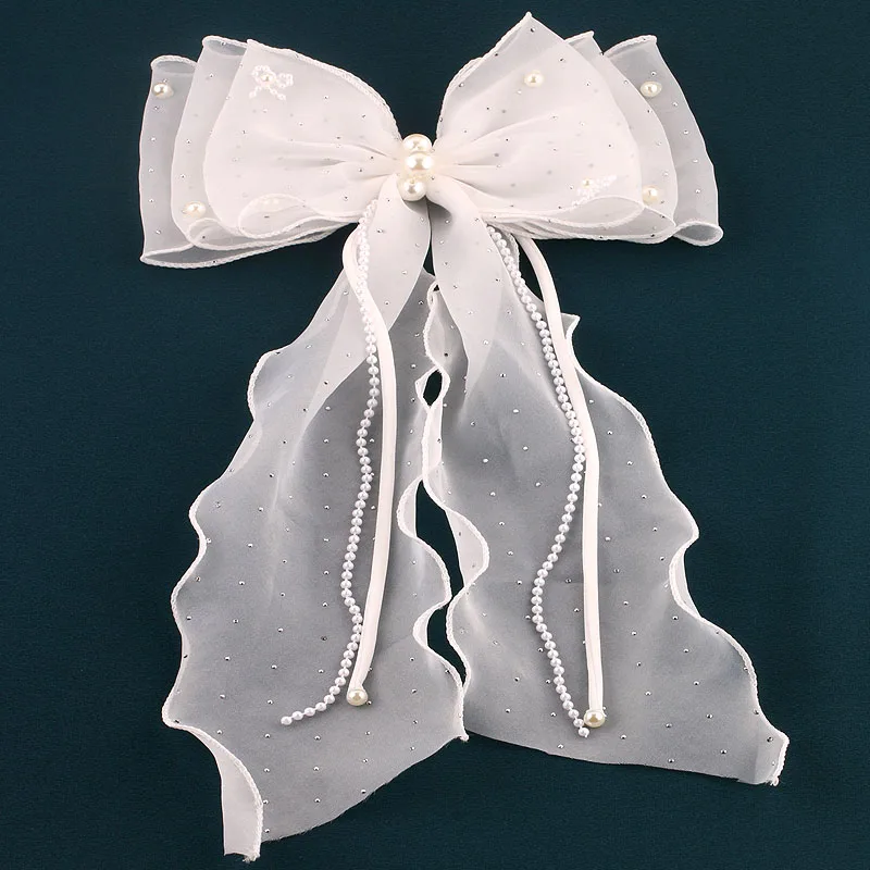 

Ribbon bow photo photo wedding accessories bride wedding hair accessories pearl handmade headdress