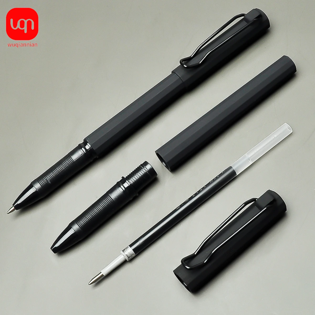 New black neutral pen, 0.7mm, minimalist, elastic clip, business pen, carbon pen, diary pen, personalized, quick drying 3/6pcs