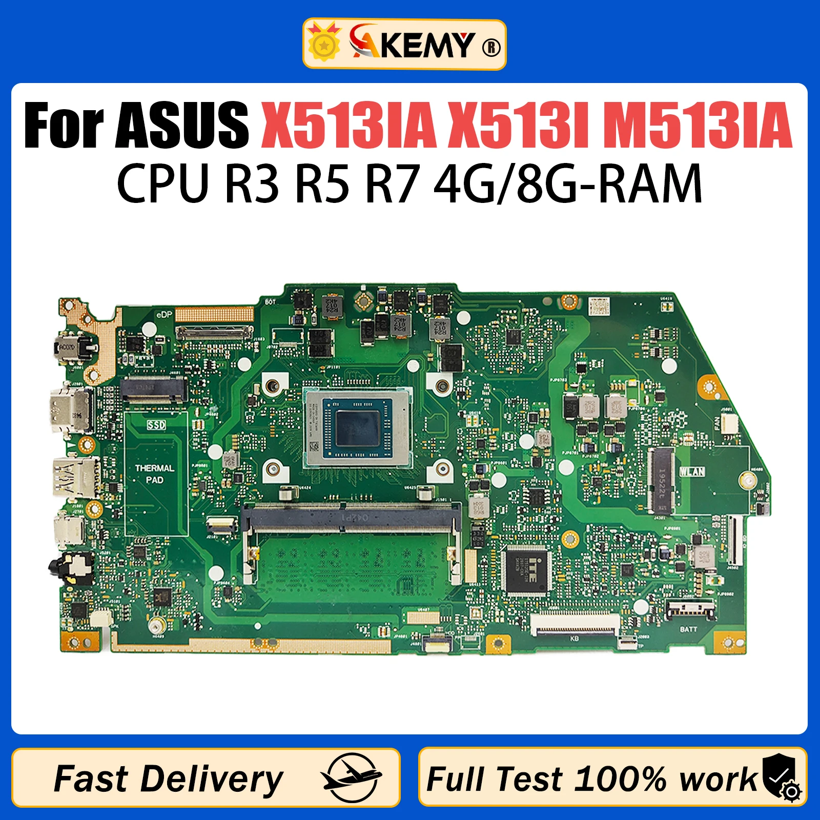 

X513IA Mainboard For ASUS VivoBook X513I M513IA KM513IA Laptop Motherboard R5-4500U R7-4700U UMA 4GB/8GB-RAM 100% Working