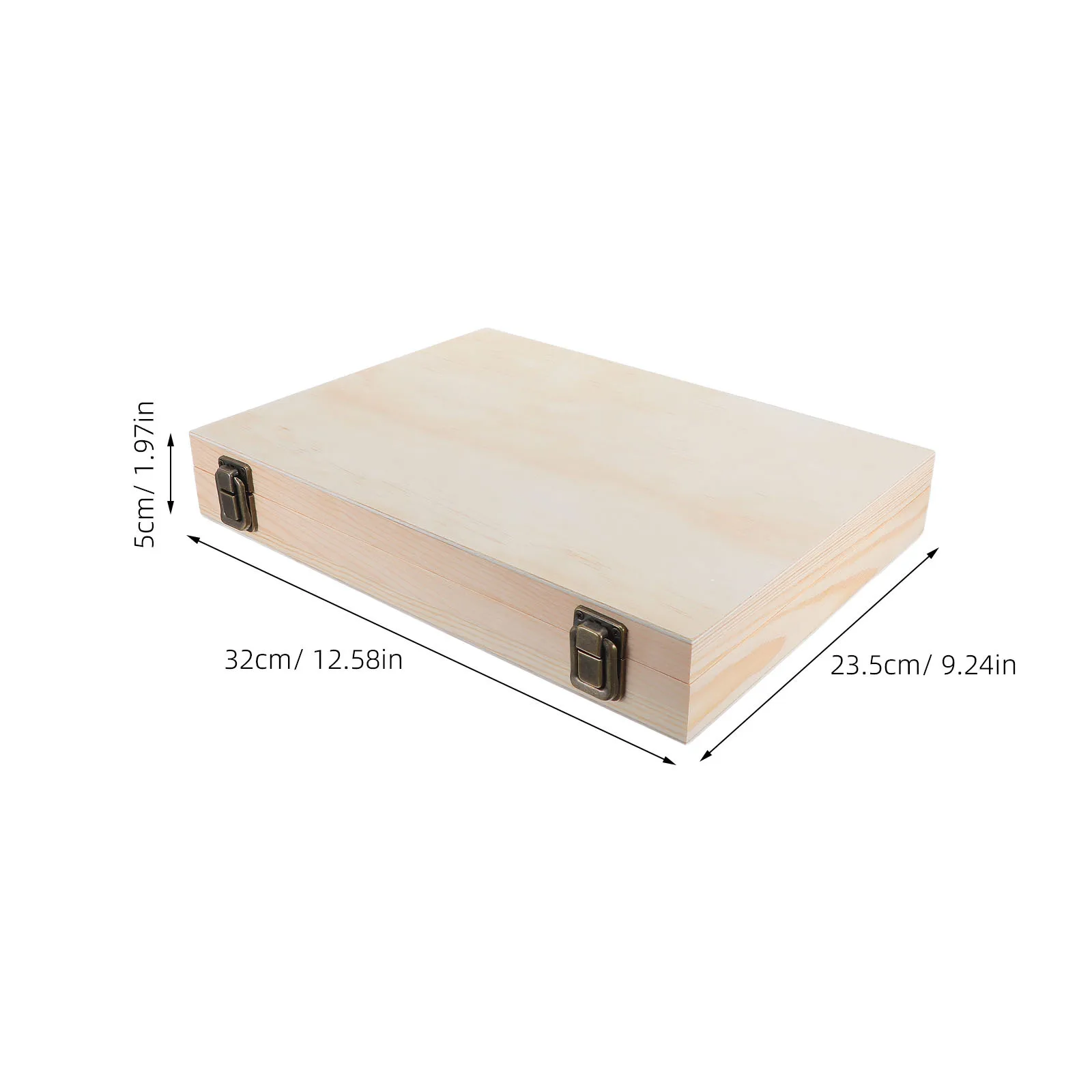 صندوق تخزين خشبي كبير، غطاء مفصلي صلب غير مكتمل، منظم حرفي للمجوهرات، حلية مستطيلة مزخرفة ذاتية الصنع #2