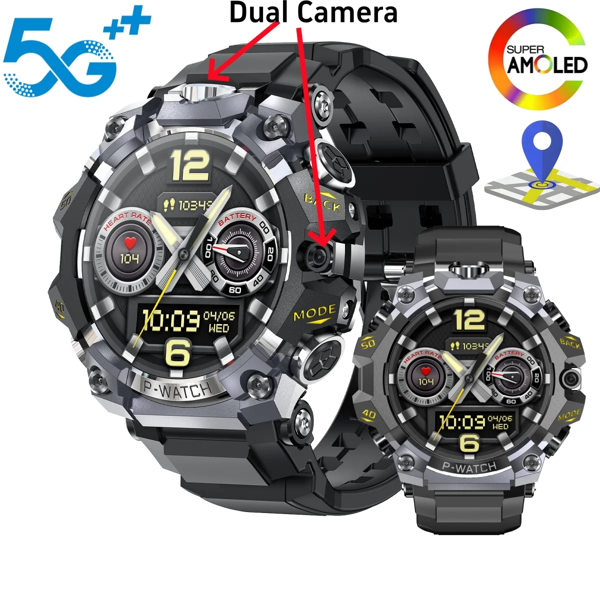 32+512GB Smartwatch Android Smart Watch With 2150Mah Battery 800W HD Dual Camera Amoled GPS WIFI NFC Video Call Sim Card Slot