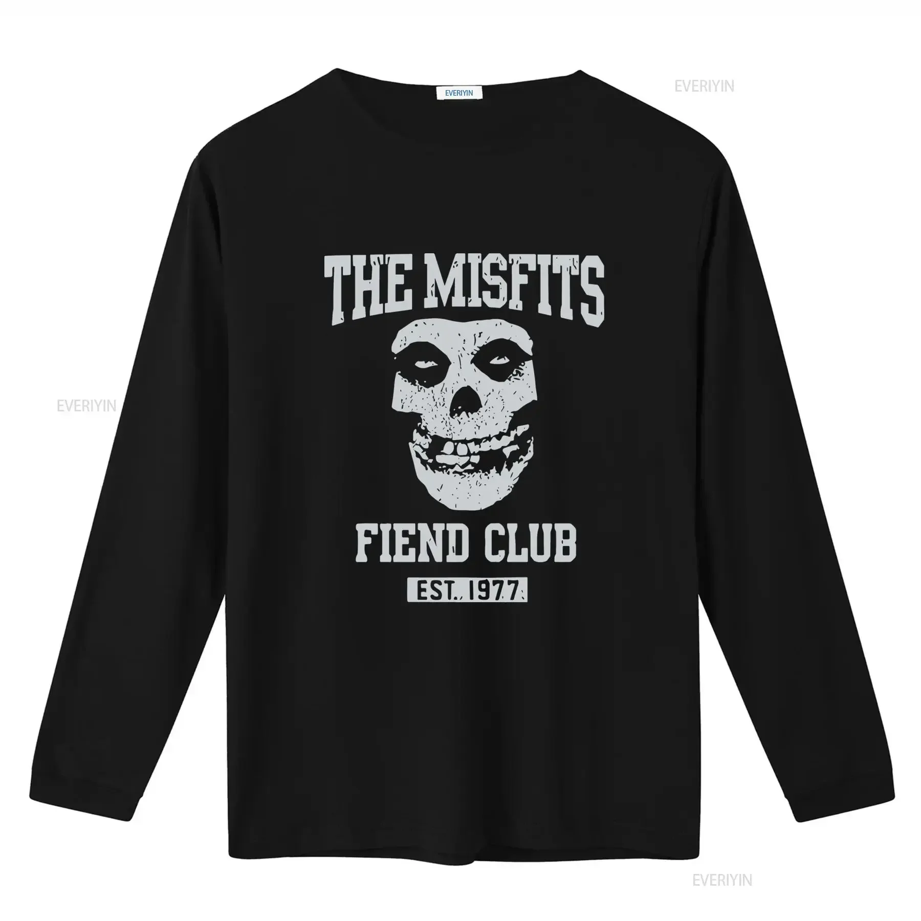 Misfits Fiend Club Men's Black T Shirt Long or s Est 1977 Skull Print vintage Washed designer clothes Breathable graphic Soft