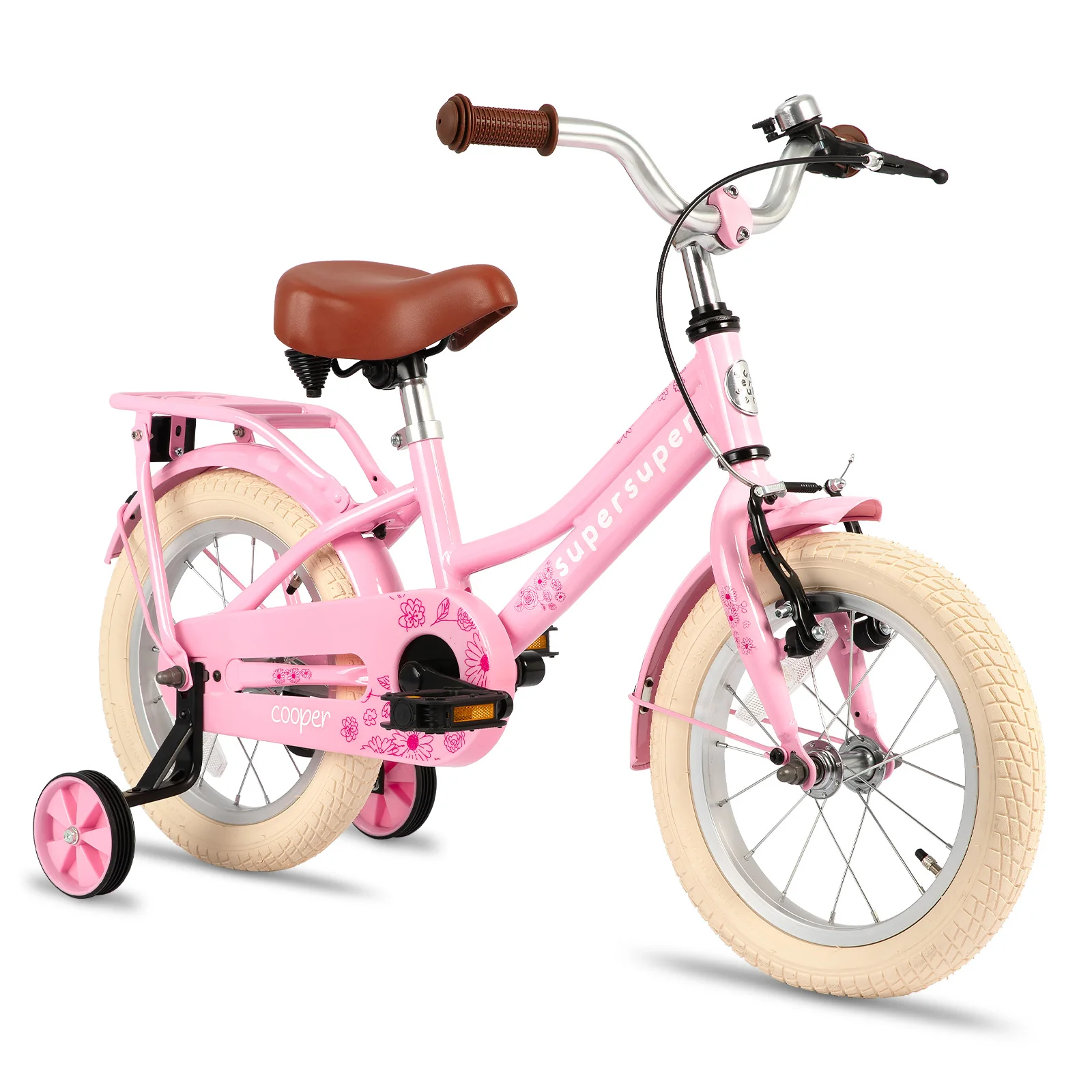 JOYSTAR fiets voor peuters en kinderen van 2-12 jaar, 12" 14" 16" kinderfiets met zijwieltjes, 20 inch fiets met standaard, roze