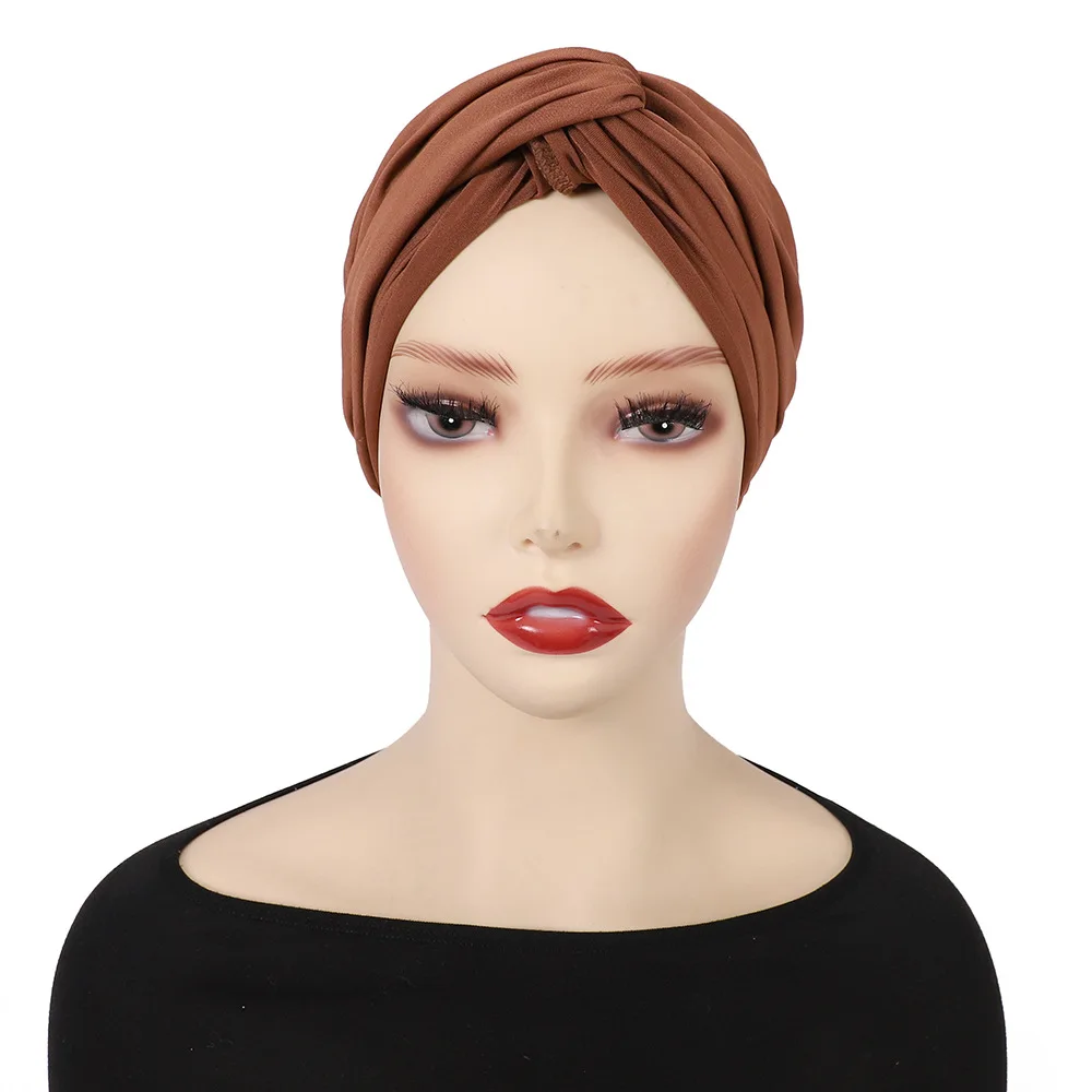 Nuevas mujeres indias musulmanas Hijabs quimio pérdida de cabello cáncer turbante cabeza bufanda envoltura Strech Bandana cubierta Beanie gorra árabe