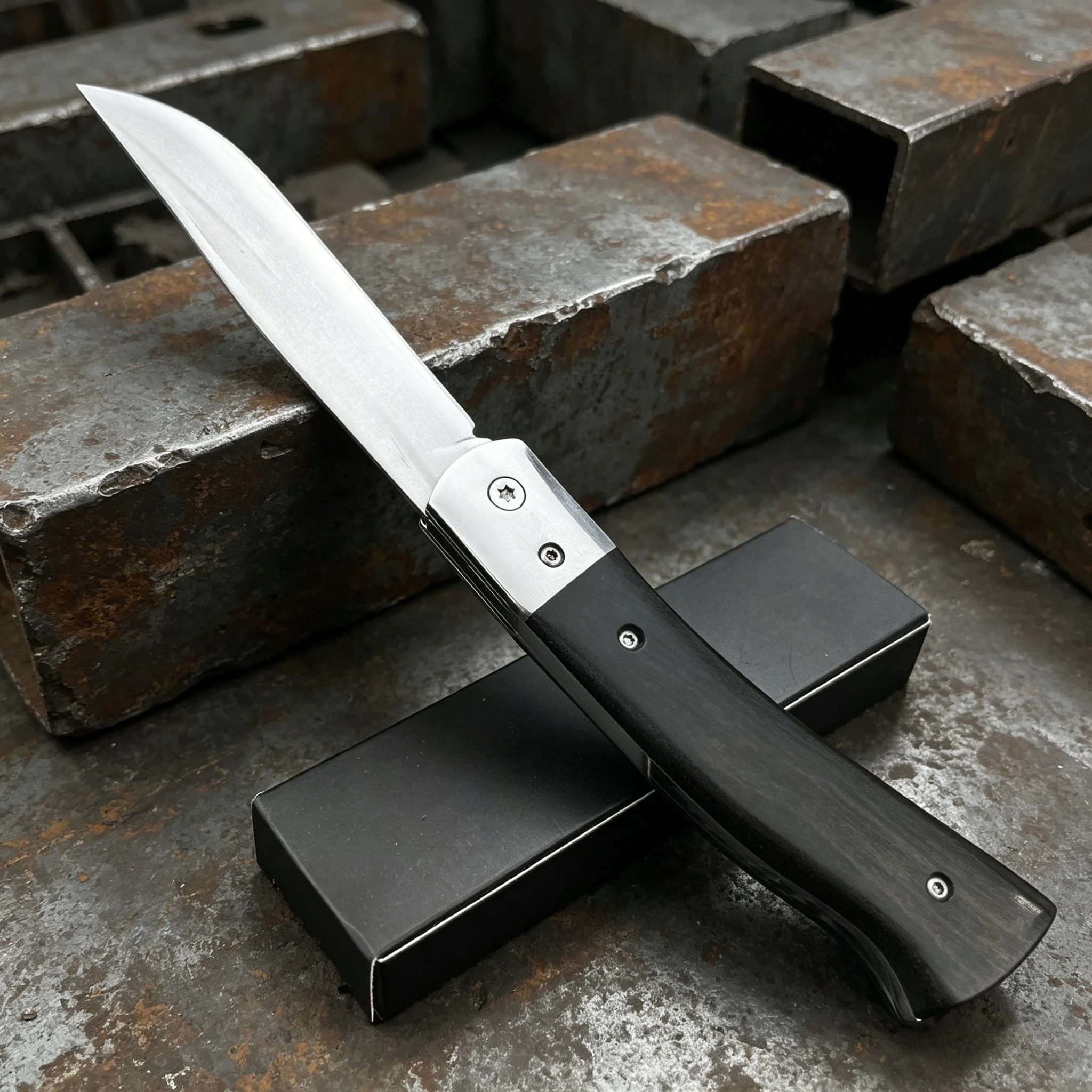 

Folding Camping Knife 5Cr13MoV Blade 420 Steel Frame Ebony Grip Lightweight Compact for Outdoor EDC Tool