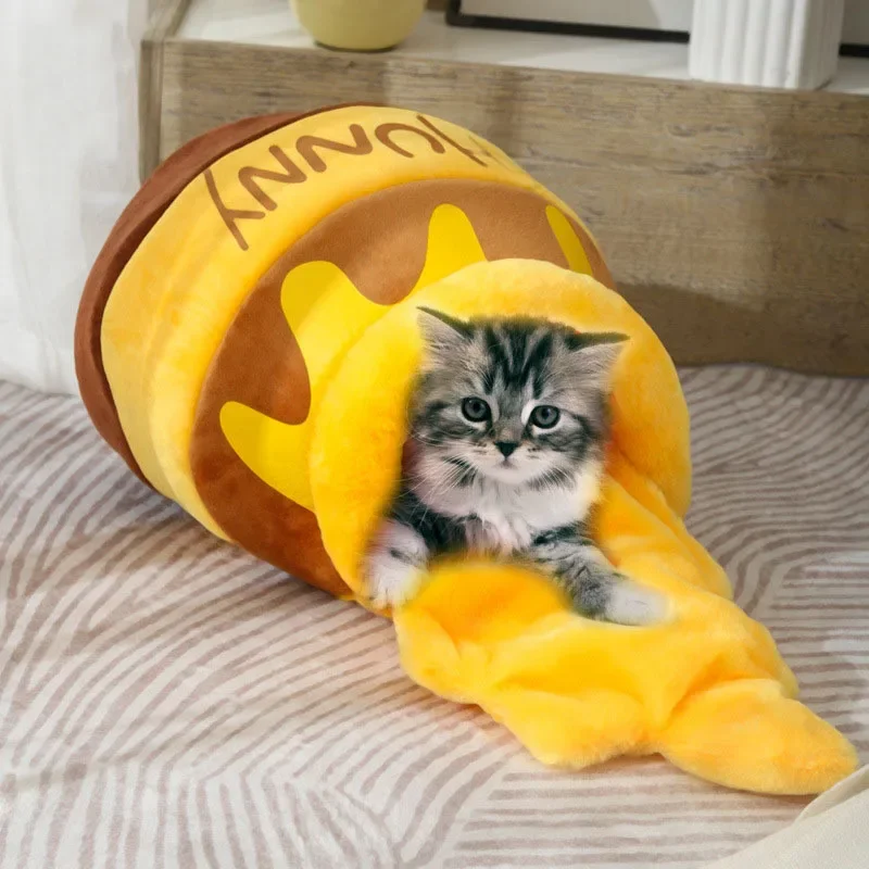 

New Honey Honeypot Cat Nest Semi-closed Winter Warm Kennel Soft Comfortable Breathable Cat Stepping Cat Bed