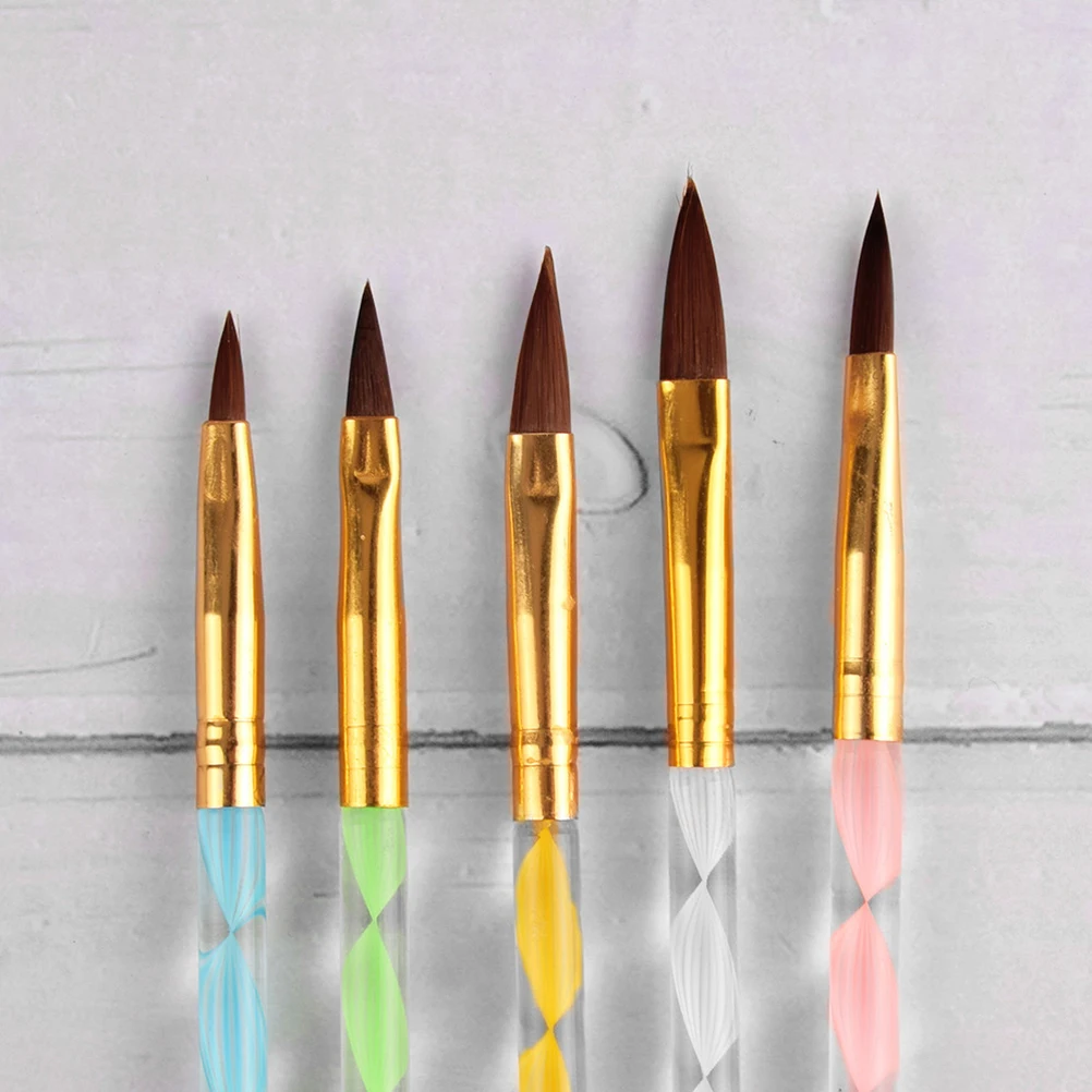 

5pcs Manicure Drawing Pens Fine Detailing Brush For Leaves Flowers Reusable Art Accessories Nail Painting Pen