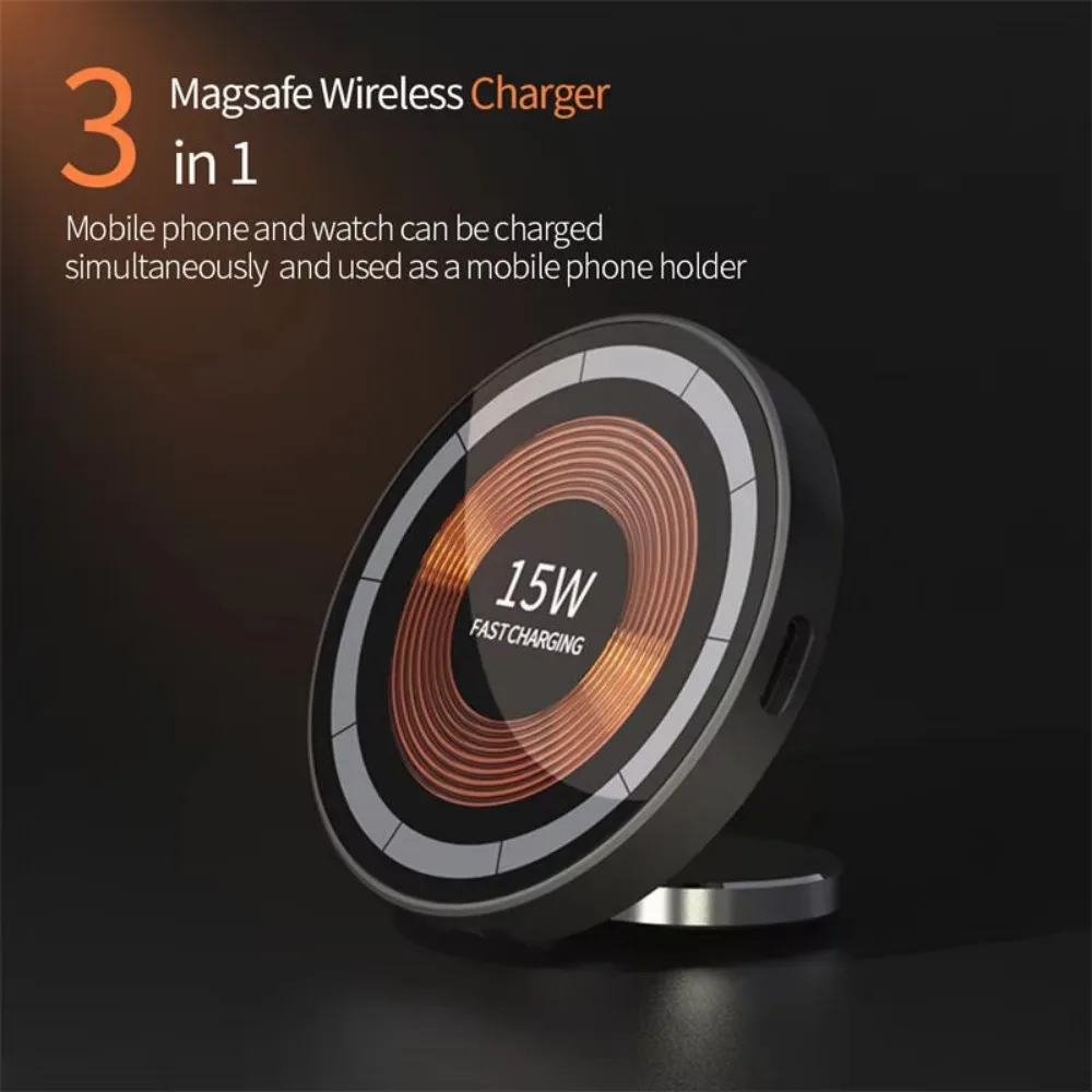 

15W 3 in 1 Phone Holder Foldable Portable Fast Charging Wireless Charger Pad Wireless Charger