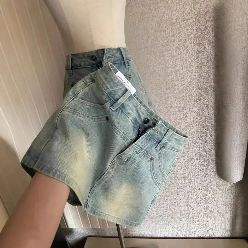 

High Waist A-Line Denim Skirt for Women American Style Slim Fit Short Tight Hip Summer Skirt Hot Girl Fashion