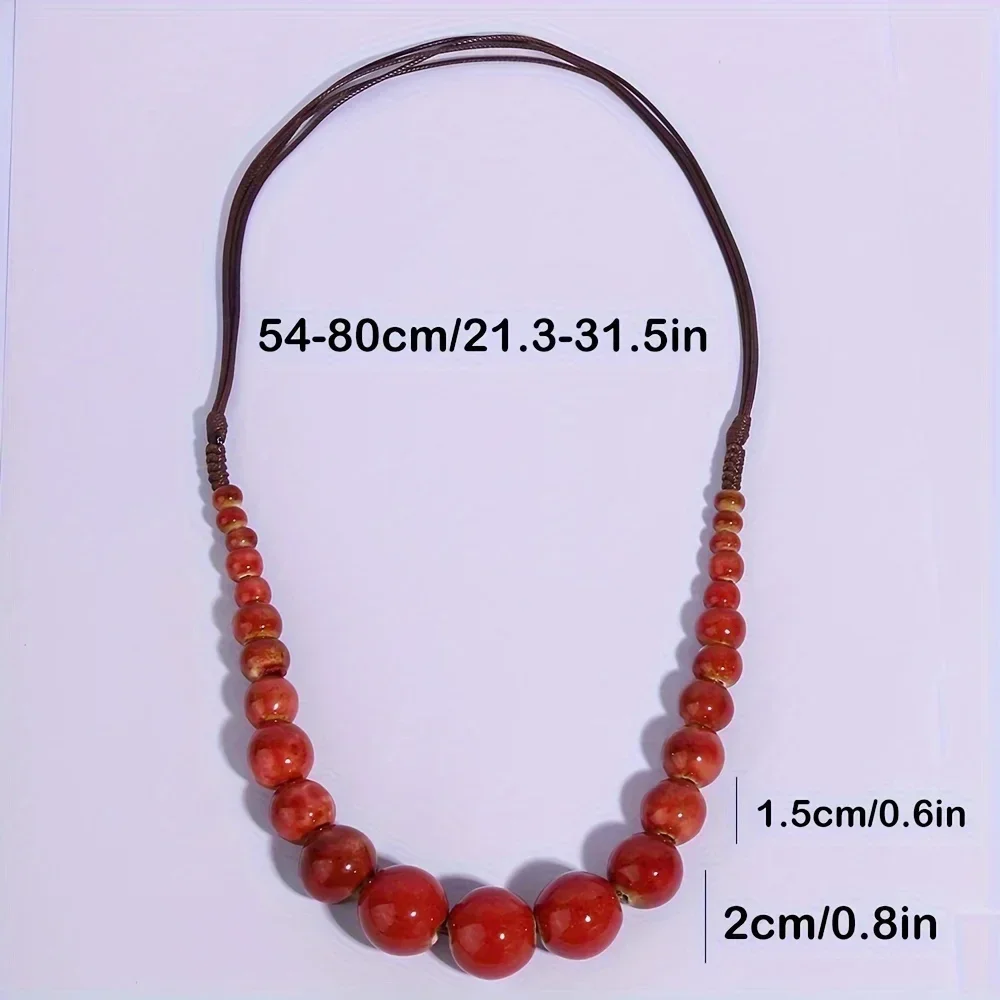 Collier Bohème en Céramique avec Chaîne Ajustable, Fait à la Main, Adapté à un Usage Quotidien, pour Toutes les Saisons