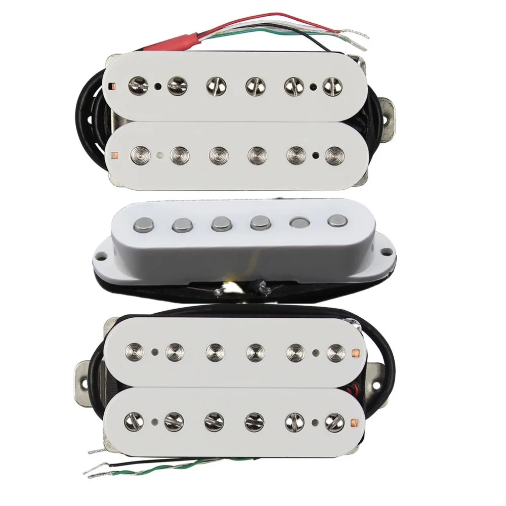 

FLEOR 3pcs Alnico 5 Humbucker & Single Coil Pickups Set White 50/52/52mm for ST HSH Electric Guitar Parts