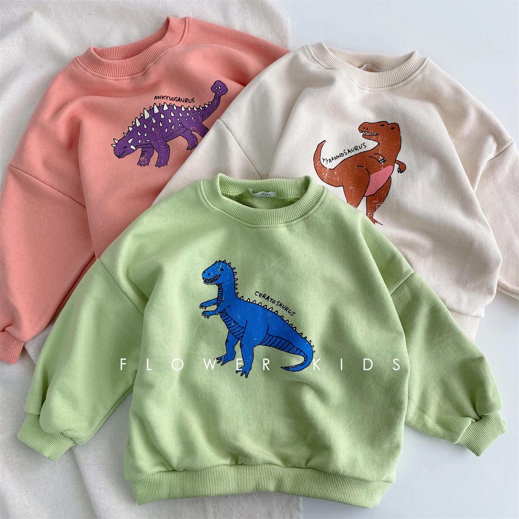 

2025 New Toddler Boys Cotton Sweatshirt 2-7T Kids Cute Cartoon Dinosaur Casual Pullover Top Autumn Winter Long Sleeve Shirt Top
