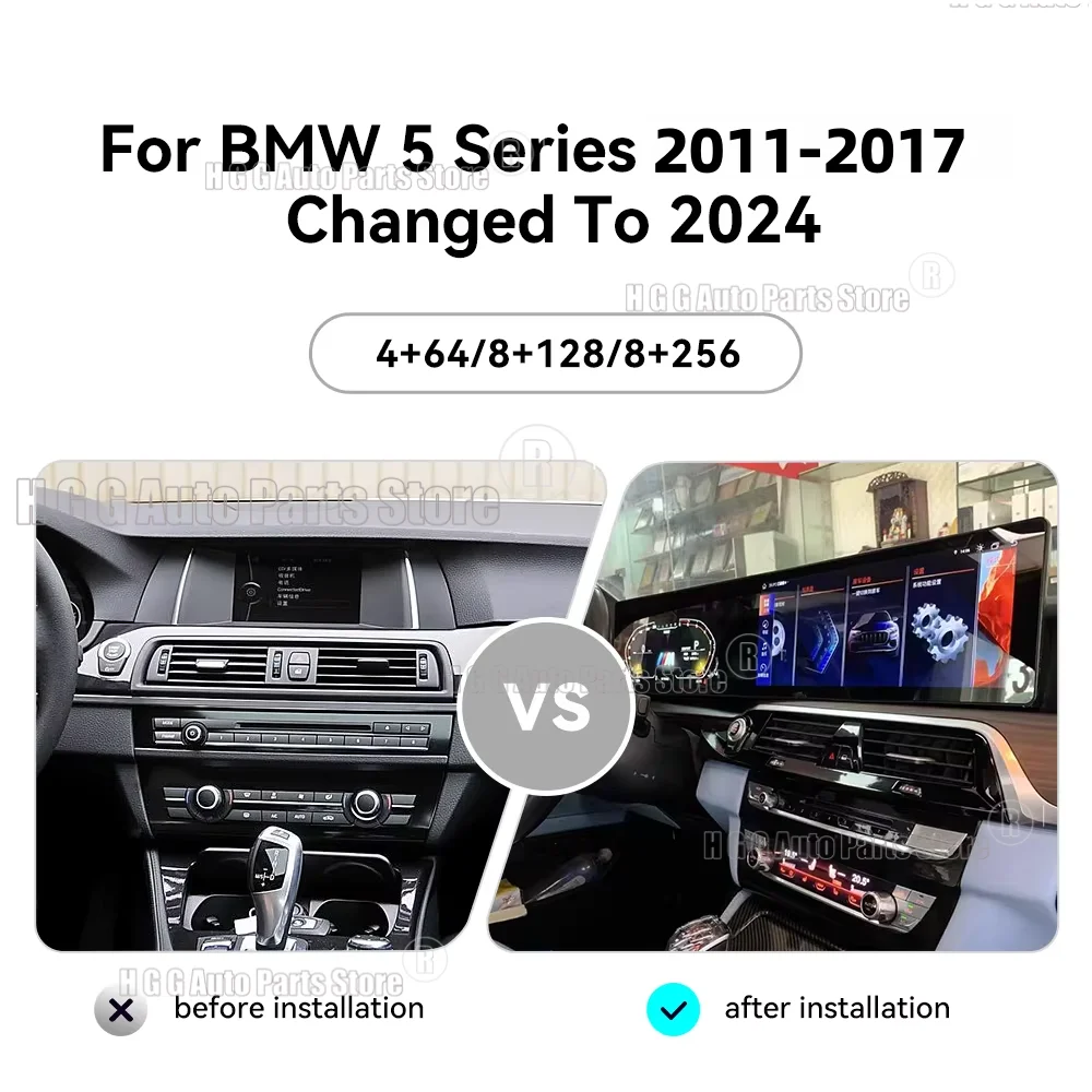 Dual 12.3 Inch Screen Car Radio For BMW 5 Series 2011-2017 Changed To 2024 Carplay Android Auto Multimedia Player GPS Navigation
