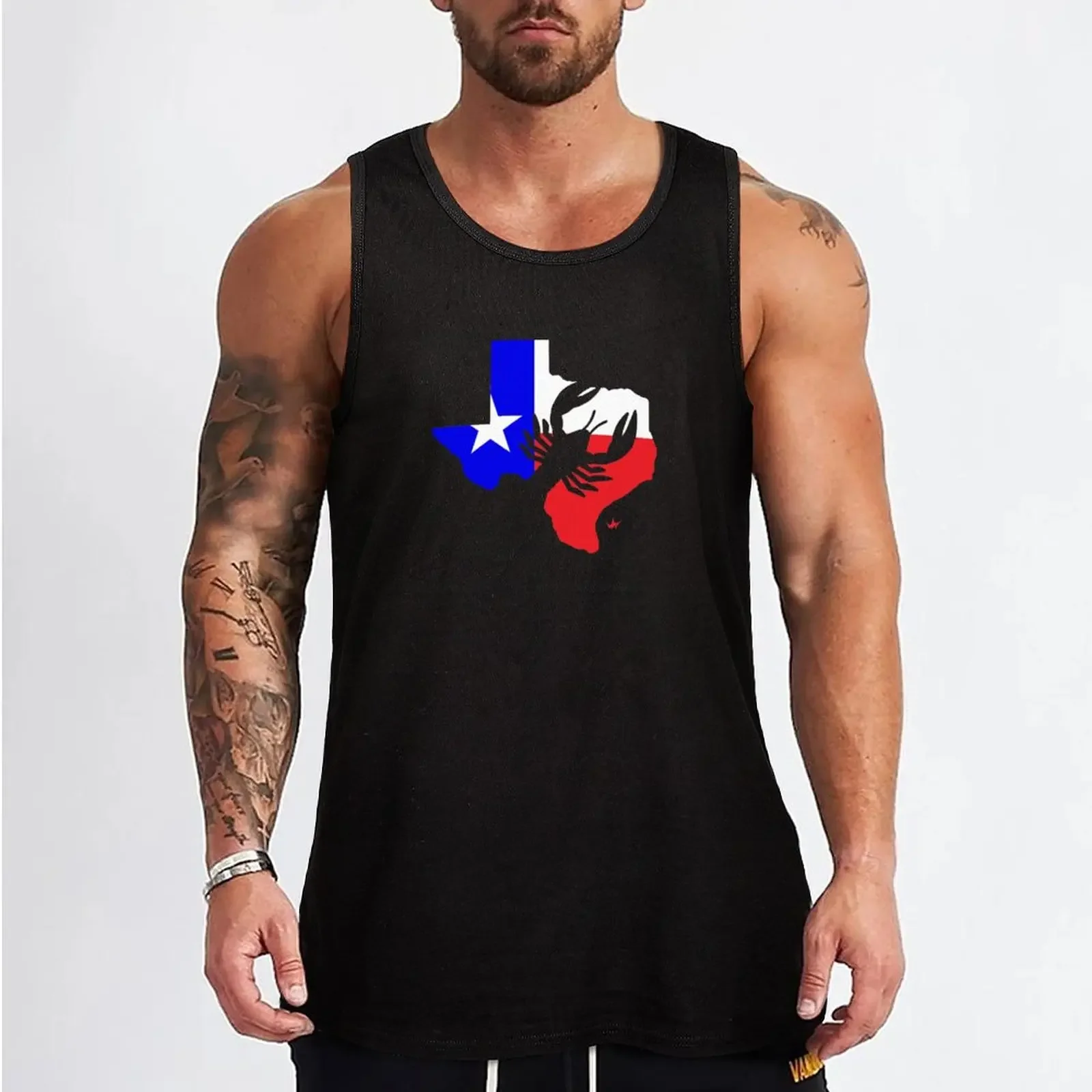 New Texas CrawFish Cajun - Lone Star Flag Texan Design Tank Top gym clothes man Sleeveless T-shirt