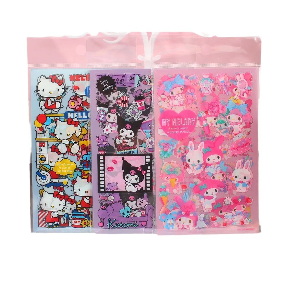 12 Styles Sticker Kuromi Hellokitty Diy Diary Stationery Sticker Album Stick Label  Waterproof Lovable Decorative Stickers
