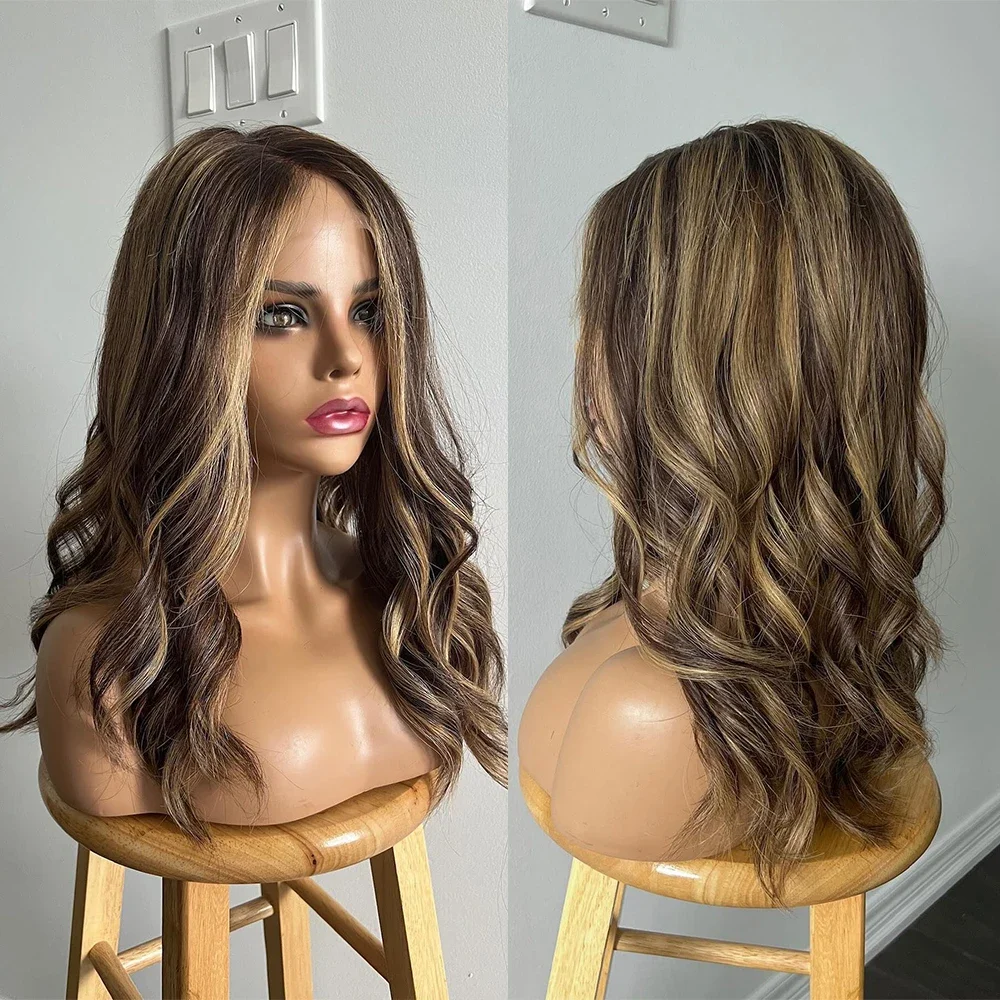 

Бесшовная накладка из европейских волос 26 дюймов, 5x5, на шелковой основе, с волнистыми прядями, светлые с мелированием, с эффектом baby hair, HD-кружево, предварительно проработанная, для ежедневного использования