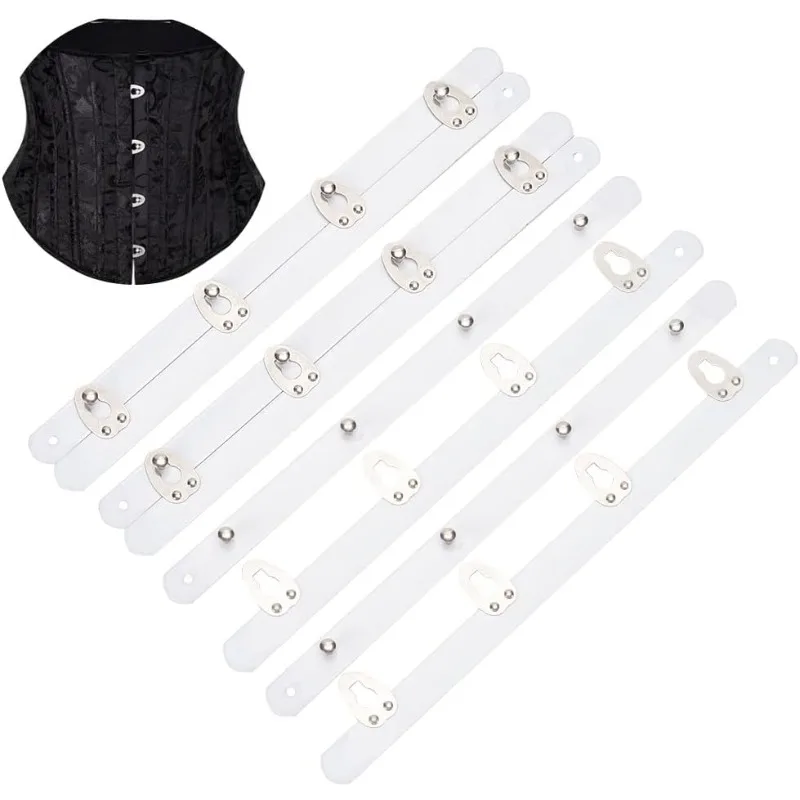 8 PCS Corset Platoon Steel Bones 7.87inch White Corset Steel Bones Hook and Eye Corset Steel Bones 4 Buttonhole Steel Platoon