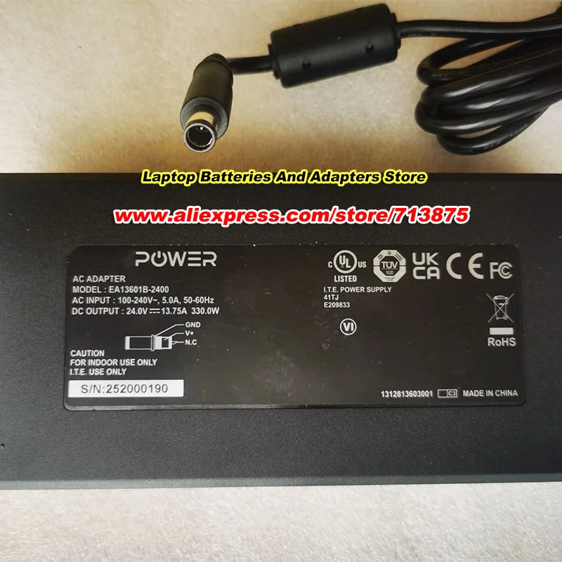 Genuine EA13601B-2400 AC Adapter For EDAC 24V 13.75A 330W Power Supply with 7.4x5.0mm tip Charger