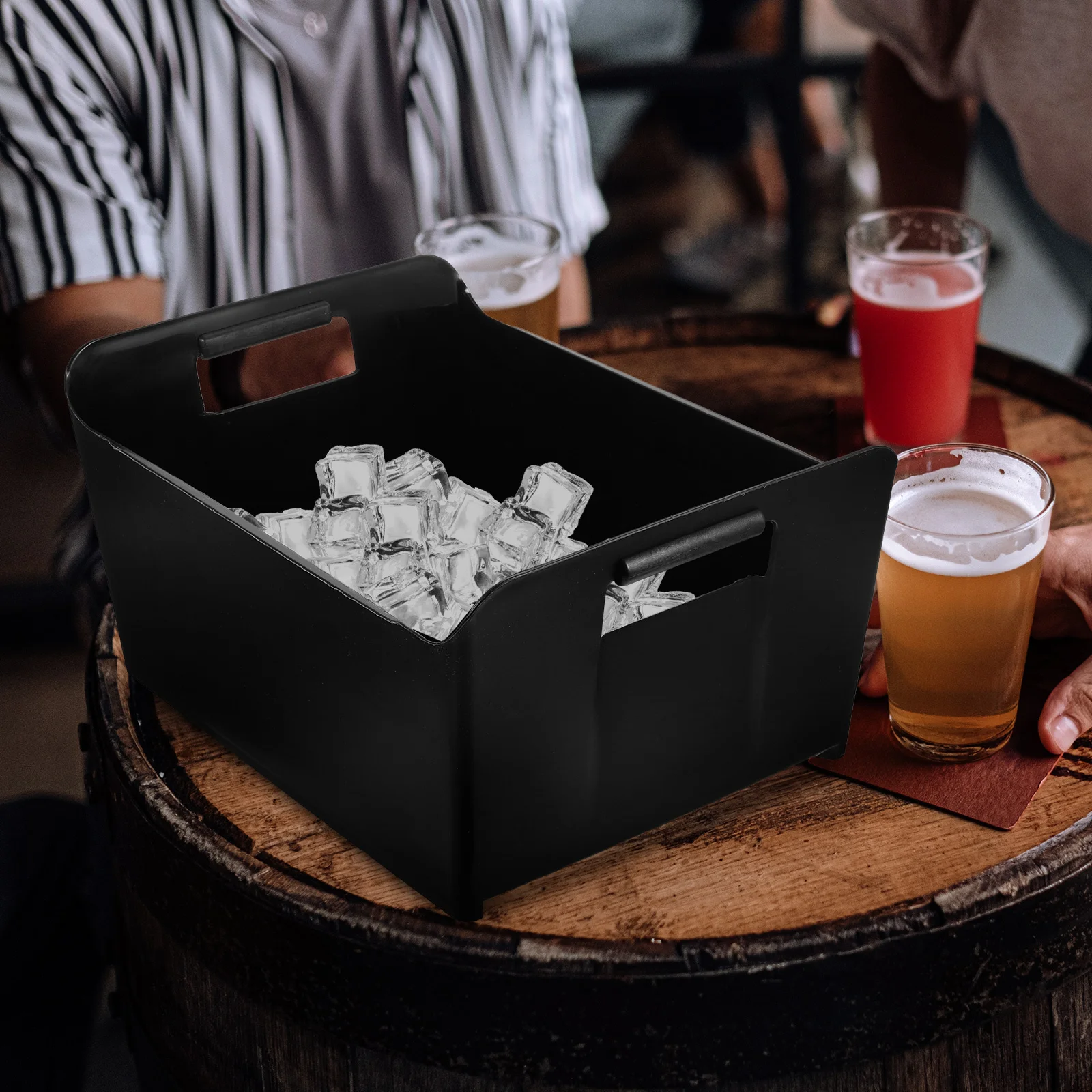 

Bar Supply Ice Bucket for Drinks Wine Beer Cocktail Chiller Storage Container Heavy Duty Plastic Beverage Tub for Hotel