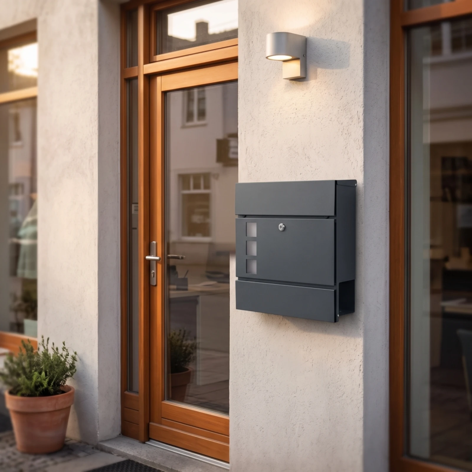 Lockable Mailbox with Viewing Viewing Panels Modern Wall-Mounted Mailbox with Keys Postbox Heavy-Duty Letterbox Compact